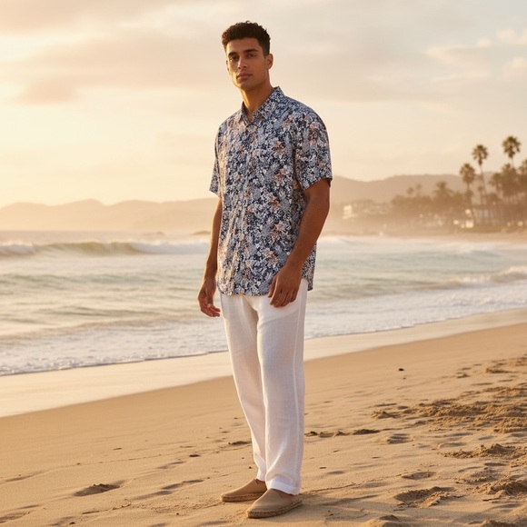 Nautica Men’s XL Classic Fit Stretch Pineapple Shirt Resort Cruise Vacation - Picture 3 of 13